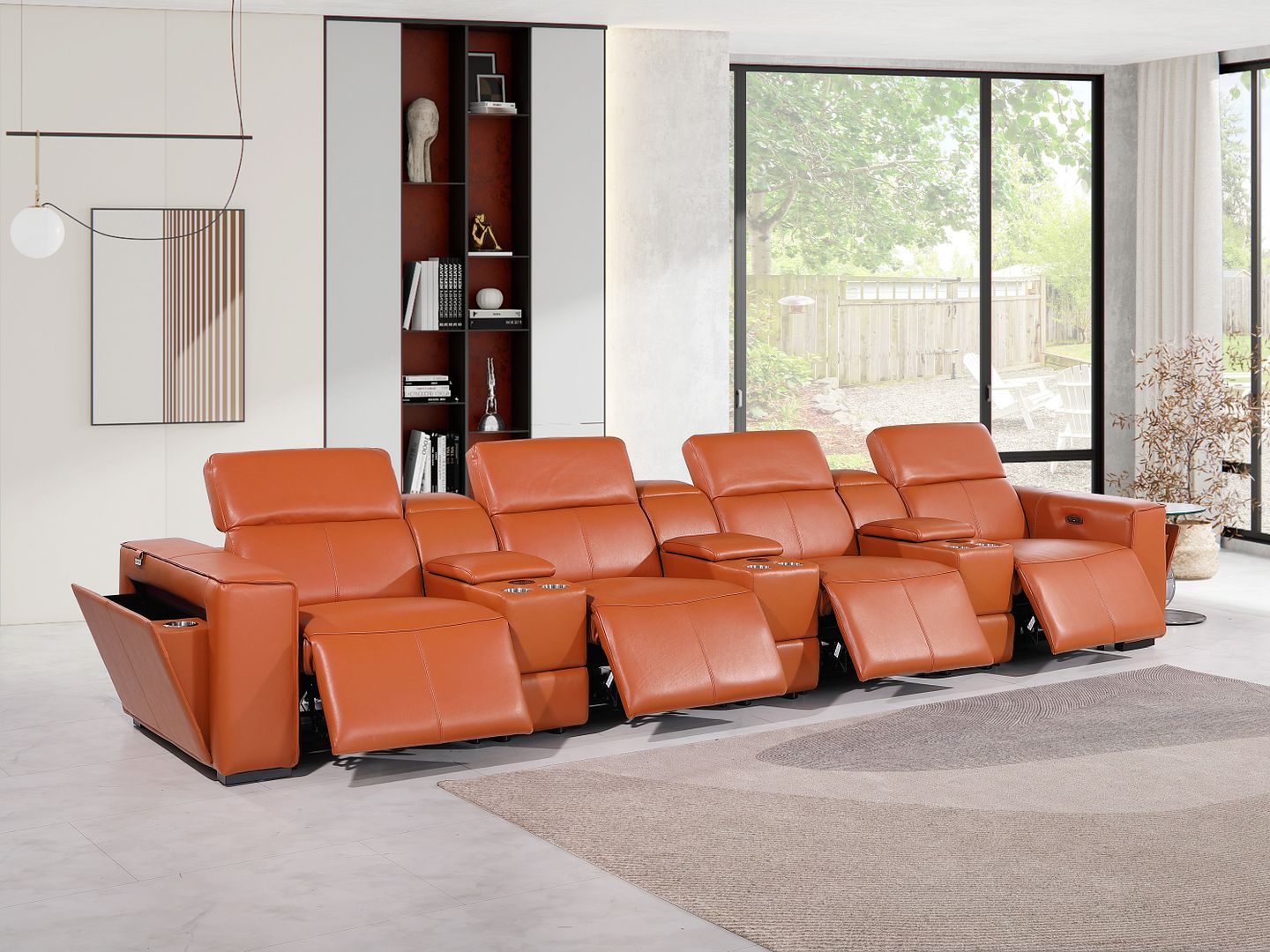 1224 Divanitalia 7-Piece Modular Power Reclining Sofa in Top Grain Italian Leather with 4 Power Recliners & Power Headrests