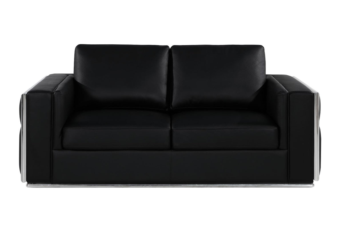 1130 Divanitalia Loveseat in Top-grain Italian Leather - Black - SKU 1130-BLACK-L