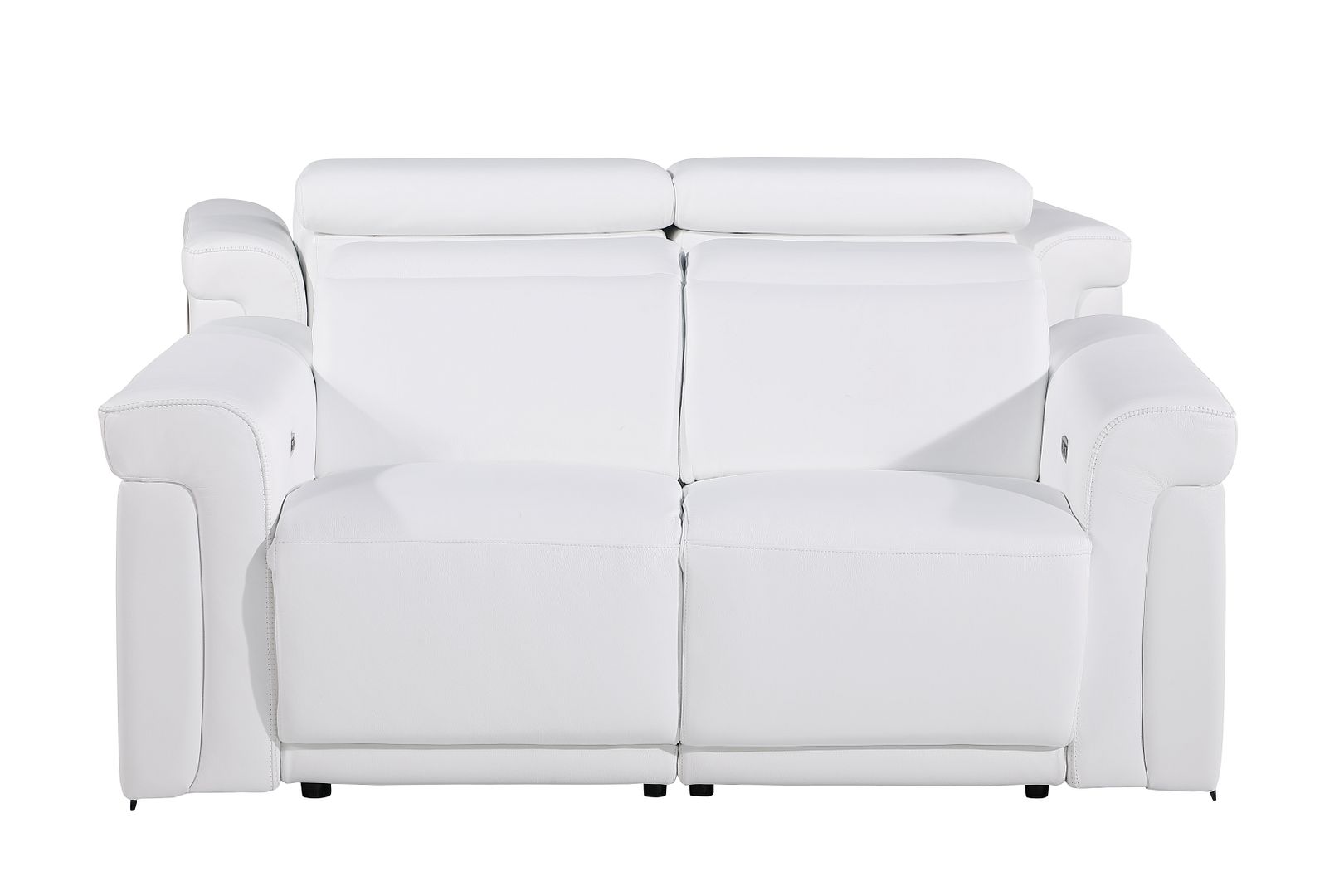 1126 Divanitalia Power Reclining Loveseat in Top Grain Italian Leather with 2 Power Recliners & Power Headrests - White