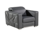 1120 Divanitalia 3-Piece Sofa Set with Adjustable Headrest in Top-grain Italian Leather - Dark Grey - SKU 1120-DK-GREY-3PC - view 10