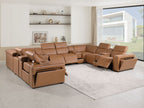 1224 Divanitalia 12-Piece U-Shaped Sectional Sofa in Top Grain Italian Leather with 4 Power Recliners & Power Headrests