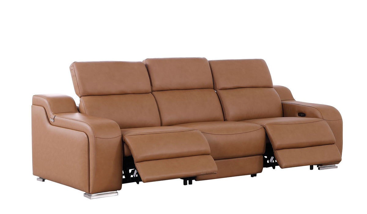 1116 Divanitalia 7-Piece Modular Power Reclining Sofa, Loveseat & Chair Set in Top Grain Italian Leather with 5 Power Recliners & Power Headrests - Cognac - SKU 1116-COGNAC-7.5-HT-3PC - view 7