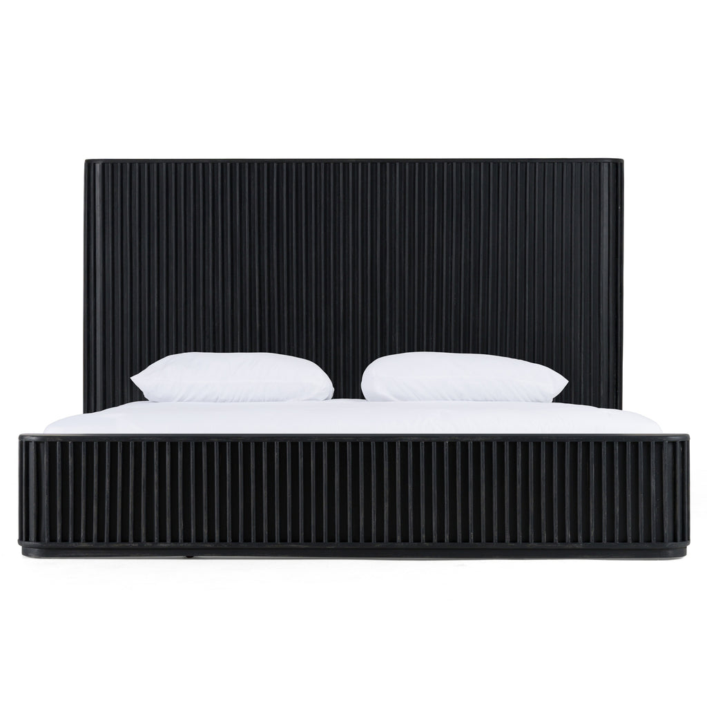 Fields - Modern Black Acacia Bed - Modern Black Acacia Bed