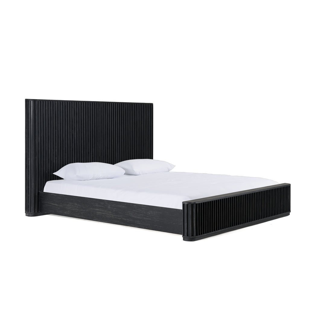 Fields - Modern Black Acacia Bed - Modern Black Acacia Bed