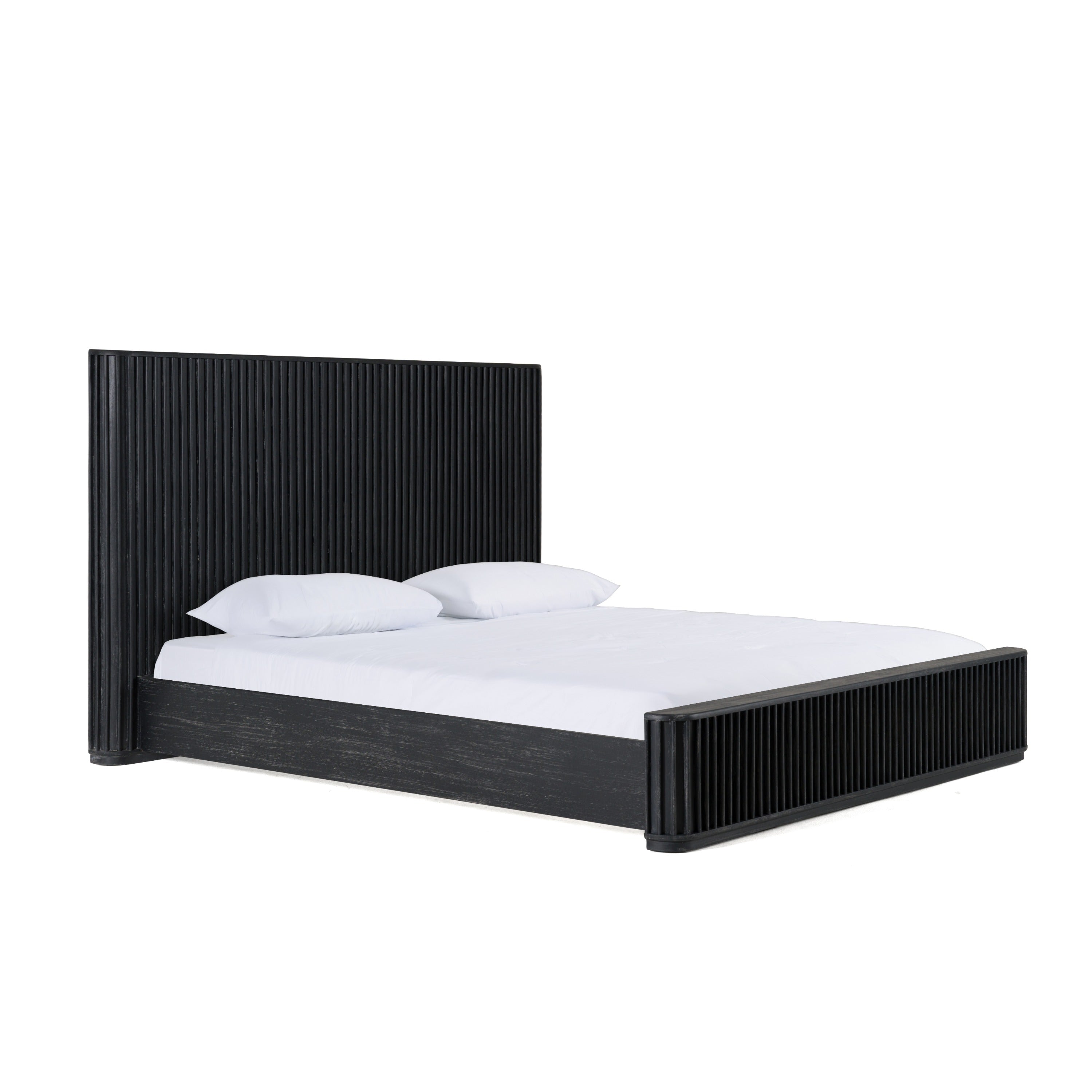Fields - Modern Black Acacia Bed - Modern Black Acacia Bed