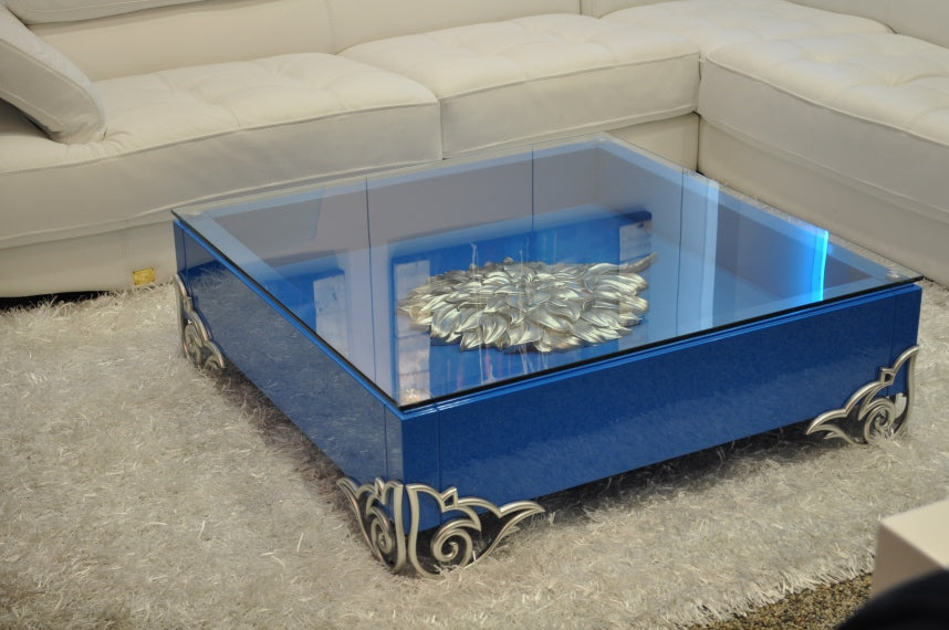 LS538 Emma Modern White Coffee Table with Glass Top