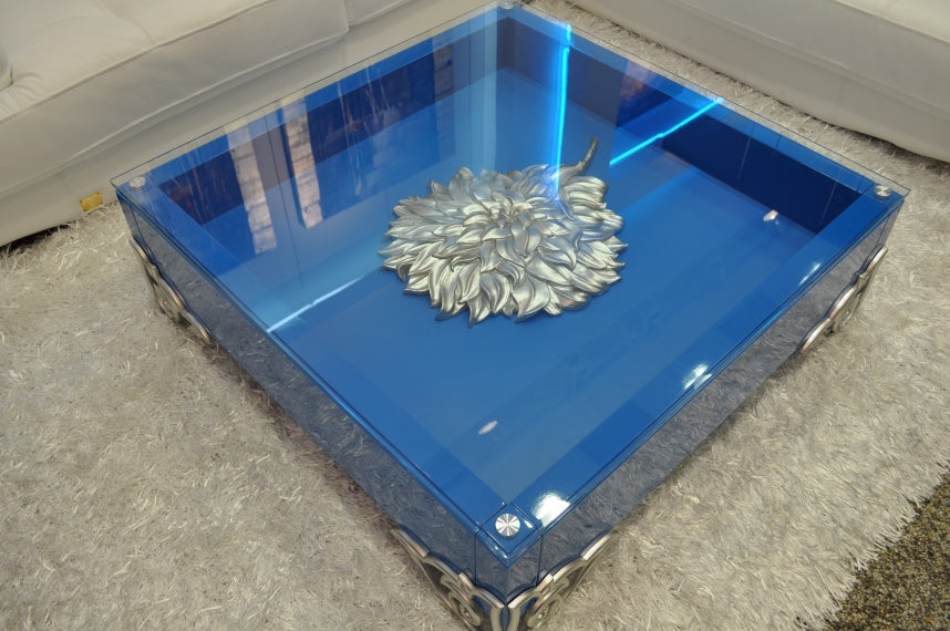 LS538 Emma Modern White Coffee Table with Glass Top