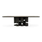 Finsbury - Modern Ceramic + Dark Grey Brass Oval Dining Table