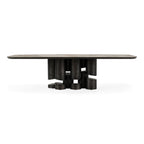 Finsbury - Modern Ceramic + Dark Grey Brass Oval Dining Table