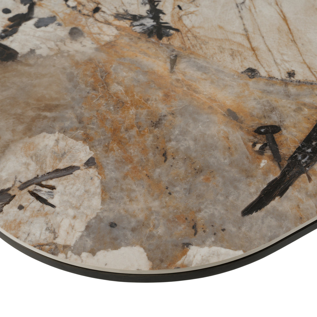 Finsbury - Modern Ceramic + Dark Grey Brass Oval Dining Table