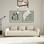 Fleury - Contemporary Cream Fabric and Walnut Sofa