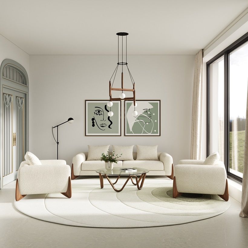 Lassen - Modern Glass & Walnut Coffee Table