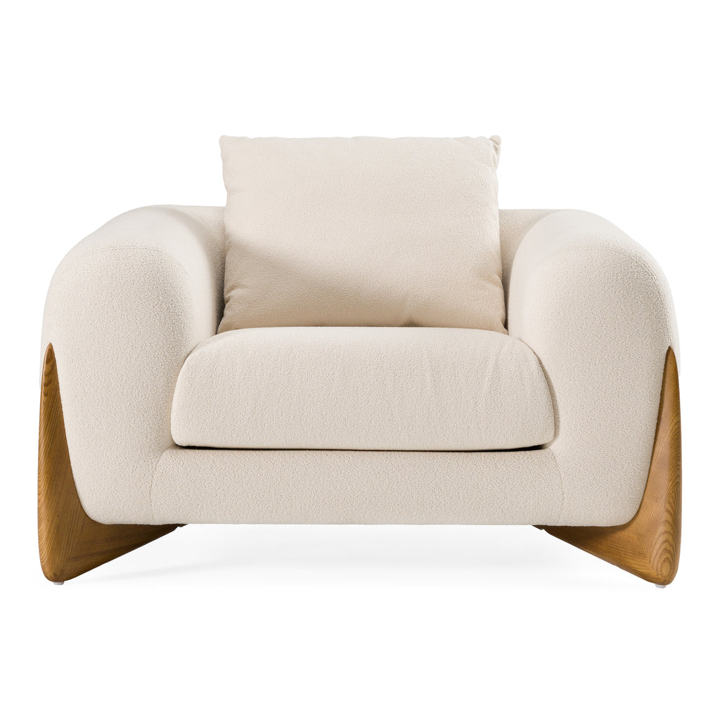 Fleury - Contemporary Cream Fabric and Walnut Lounge Chair