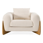 Fleury - Contemporary Cream Fabric and Walnut Lounge Chair
