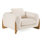 Fleury - Contemporary Cream Fabric and Walnut Lounge Chair