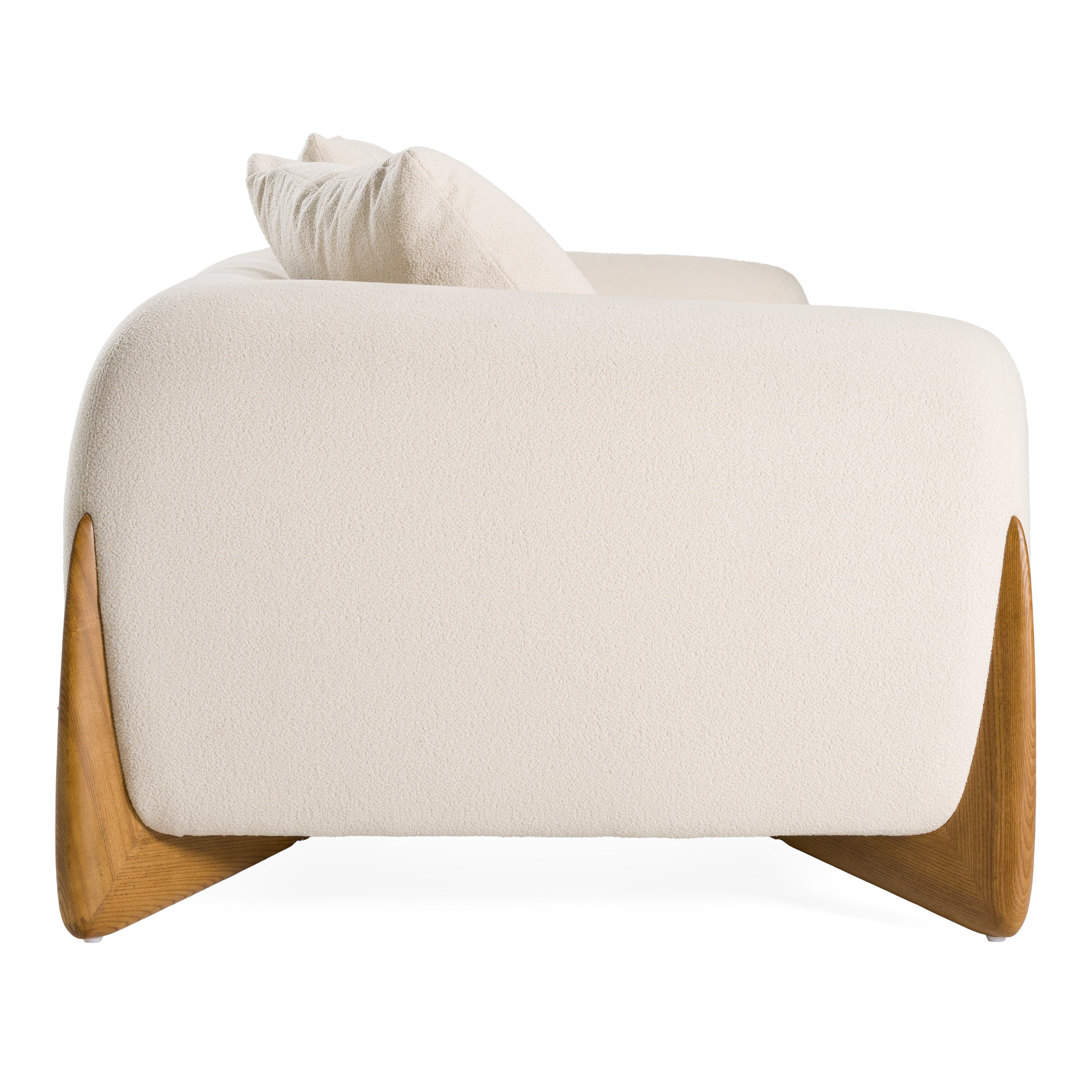 Fleury - Contemporary Cream Fabric and Walnut Sofa