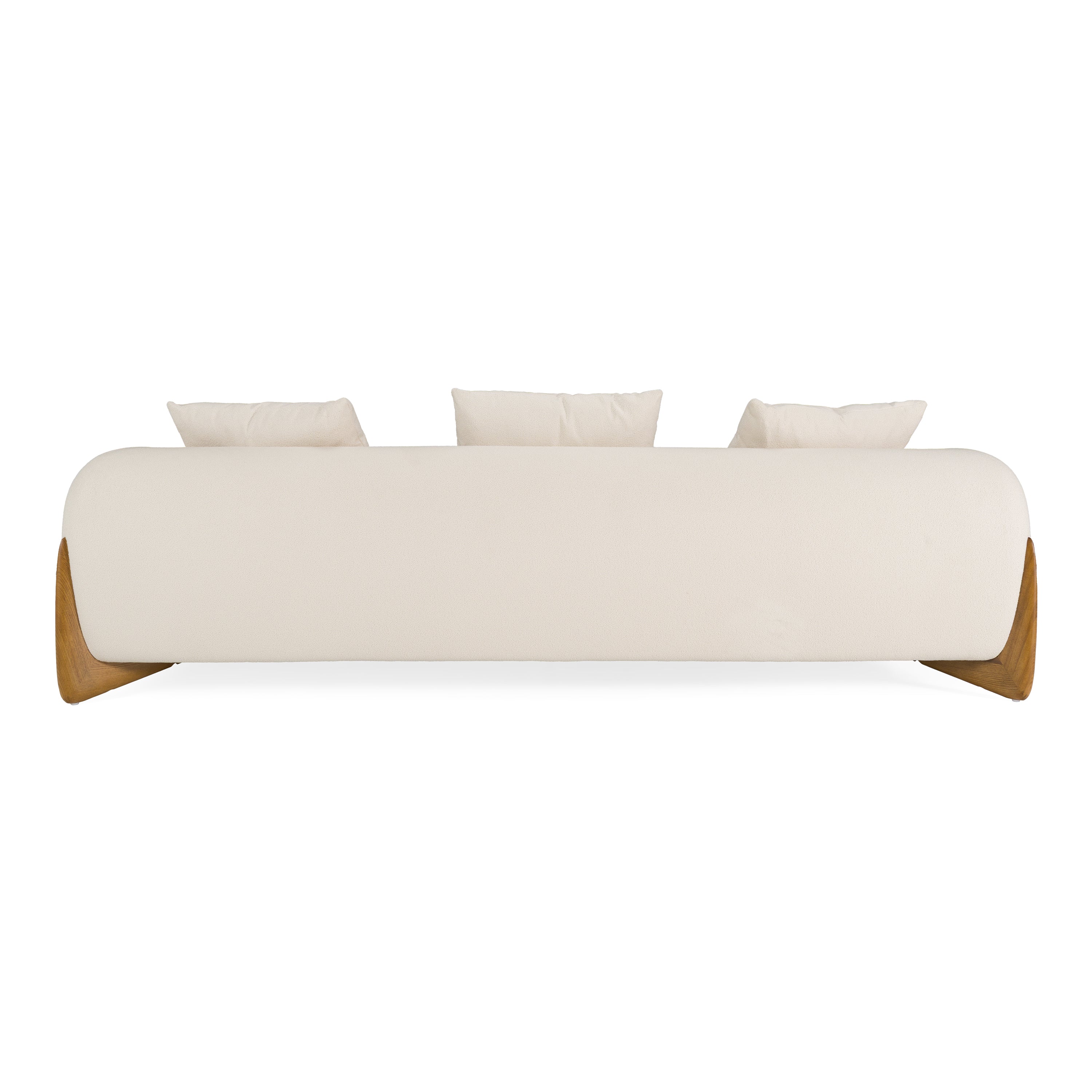 Fleury - Contemporary Cream Fabric and Walnut Sofa