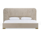 Florence - Modern Beige Velvet + Gold Bed - Modern Beige Velvet + Gold Bed