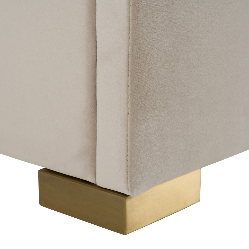 Florence - Modern Beige Velvet + Leatherette Bedroom Set - Modern Beige Velvet + Leatherette Bedroom Set
