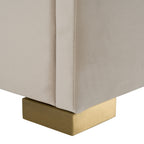 Florence - Modern Beige Velvet + Leatherette Bedroom Set - Modern Beige Velvet + Leatherette Bedroom Set