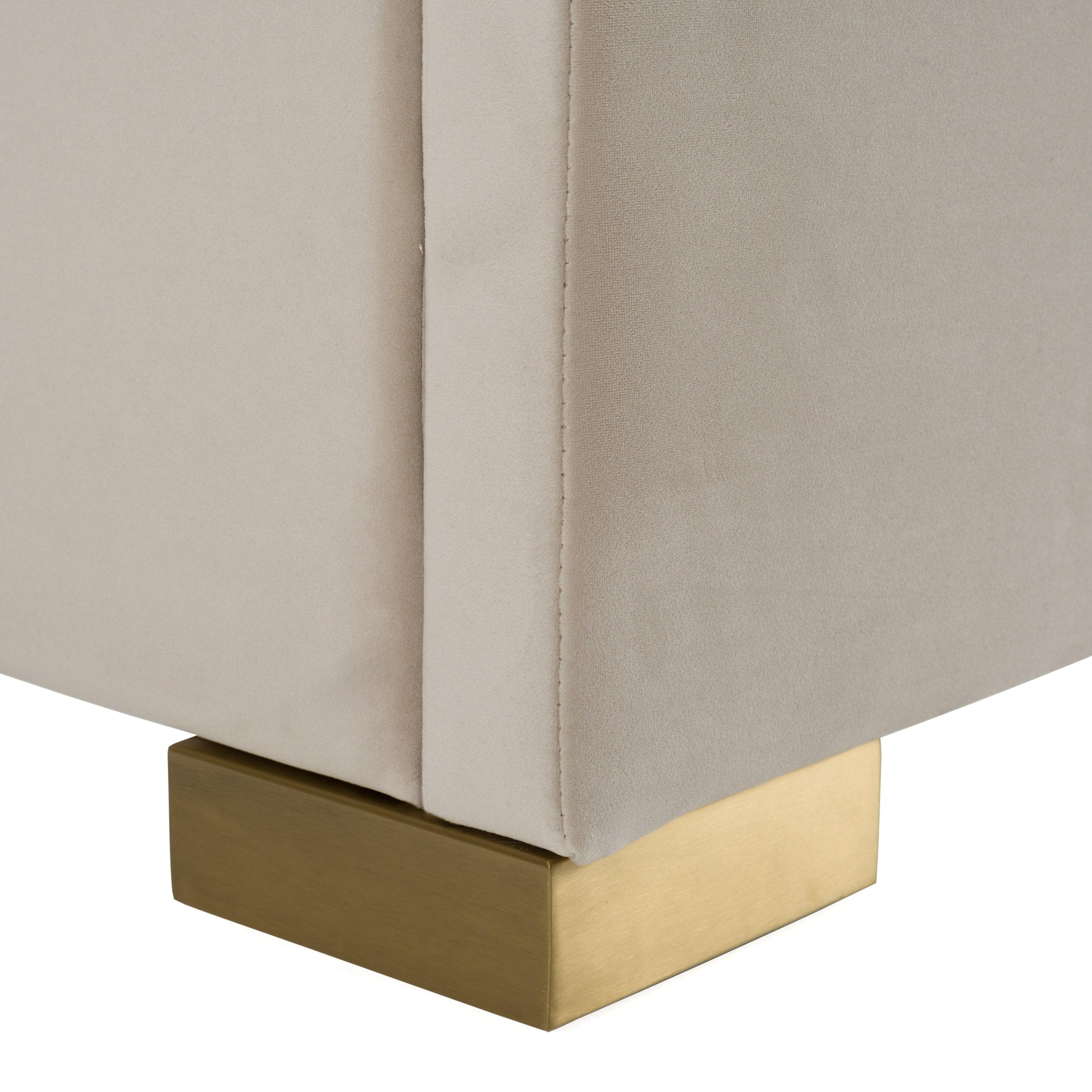 Florence - Modern Beige Velvet + Leatherette Bedroom Set - Modern Beige Velvet + Leatherette Bedroom Set