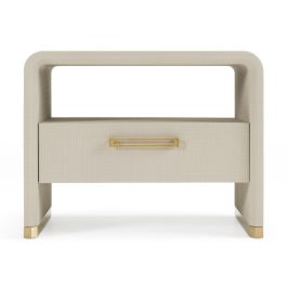 Florence - Modern Beige Leatherette + Gold Nightstand