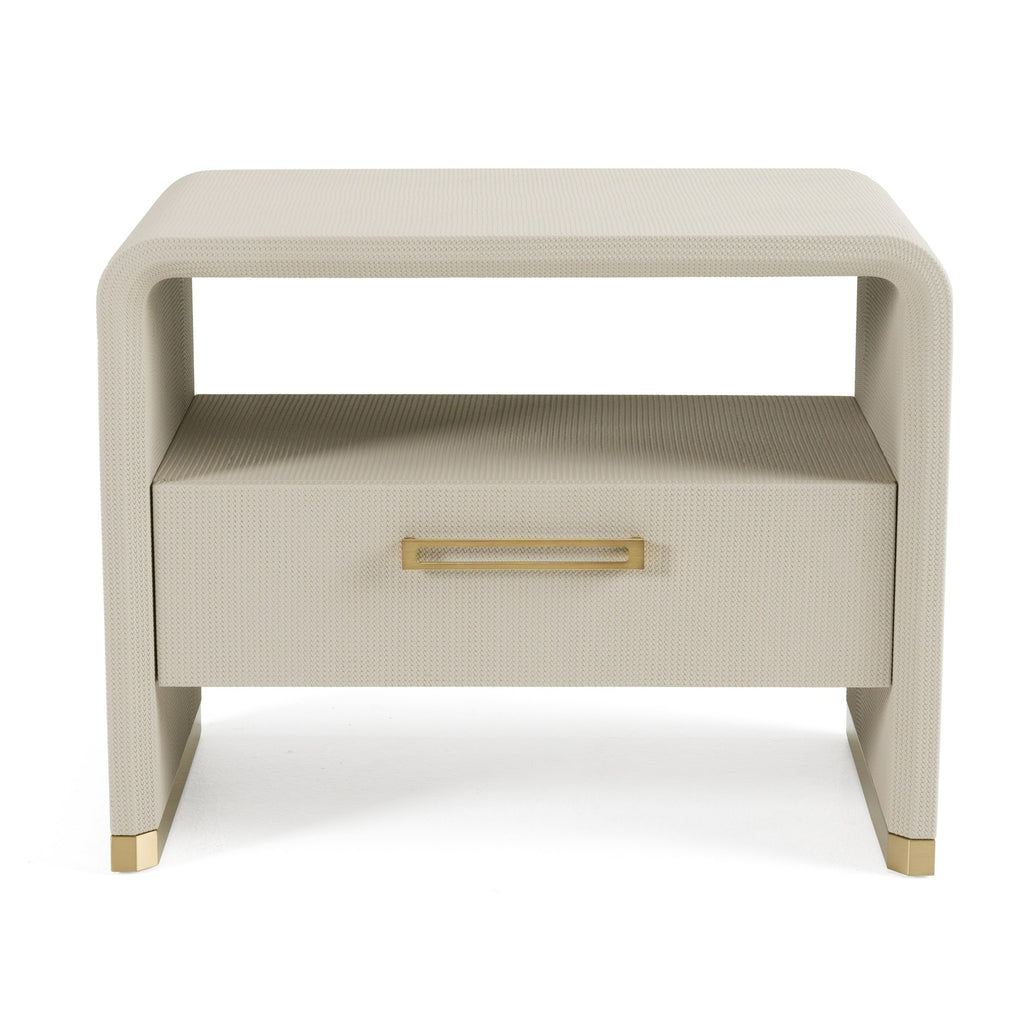 Florence - Modern Beige Leatherette + Gold Nightstand