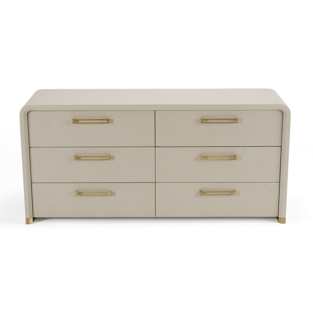 Florence - Modern Beige Leatherette + Gold Dresser