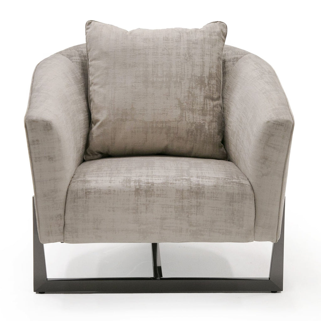 Forbis - Contemporary Light Grey Fabric + Bronze Accent Chair