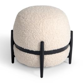 Fouston - Contemporary White Sherpa Pouf
