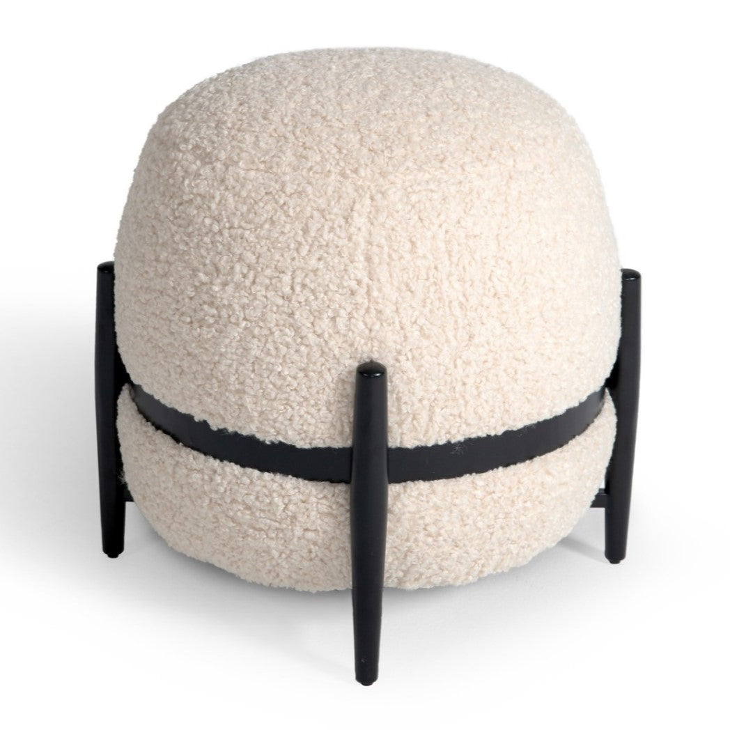 Fouston - Contemporary White Sherpa Pouf