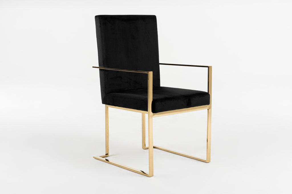 Fowler - Modern Black Velvet Dining Chair