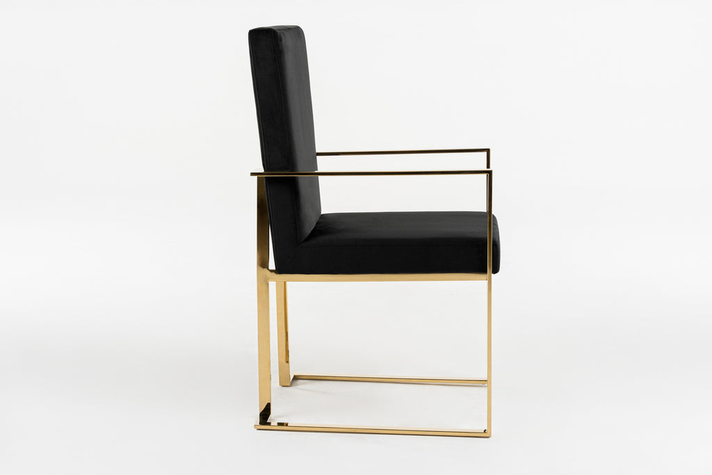Fowler - Modern Black Velvet Dining Chair