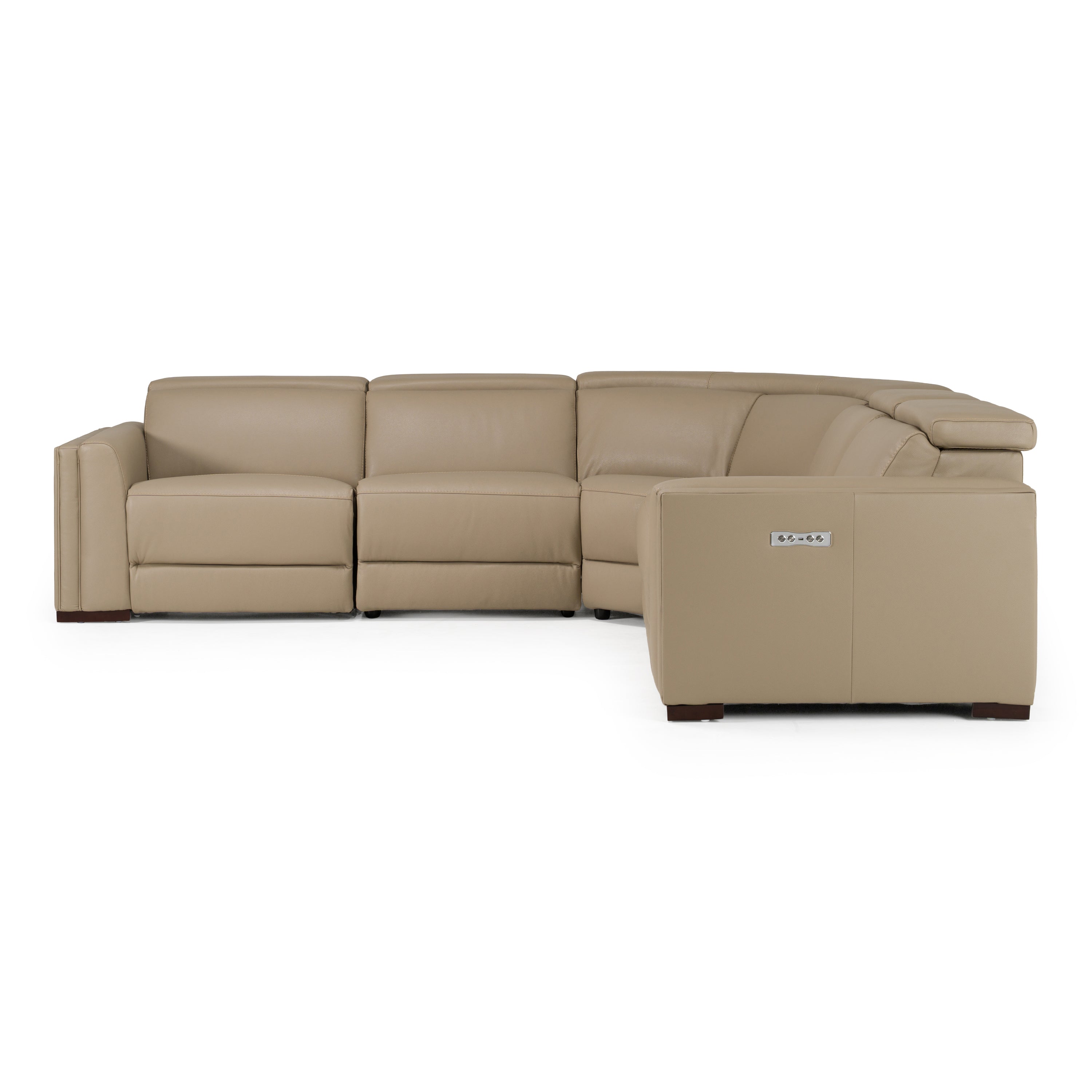 Modrest Frazier - Modern Tan Leather Sectional Sofa with 3 Recliners