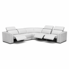 Frazier - Modern White Leather Sectional Sofa with 3 Recliners