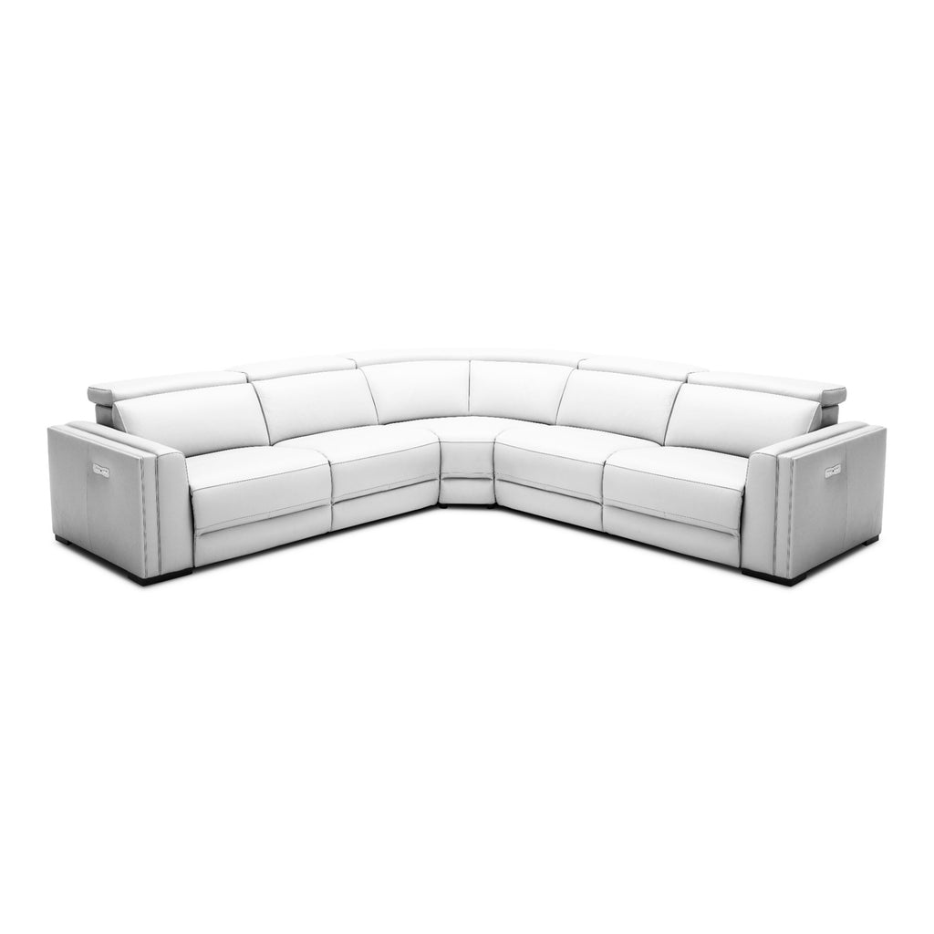Frazier - Modern White Leather Sectional Sofa with 3 Recliners