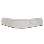 Frazier - Modern White Leather Sectional Sofa with 3 Recliners + Console
