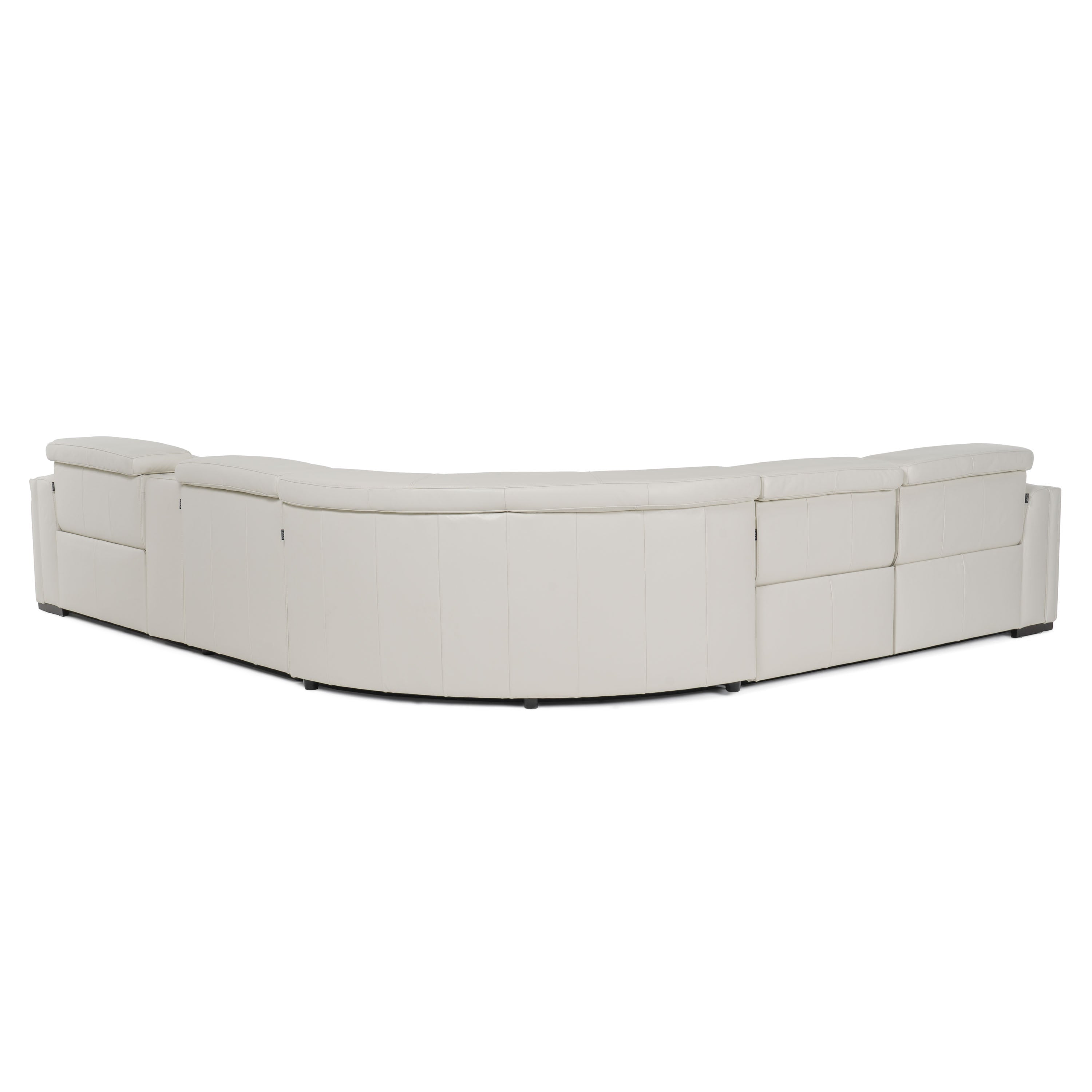 Frazier - Modern White Leather Sectional Sofa with 3 Recliners + Console