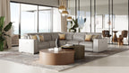 Frazier - Modern Light Grey Leather Sectional Sofa with 3 Recliners