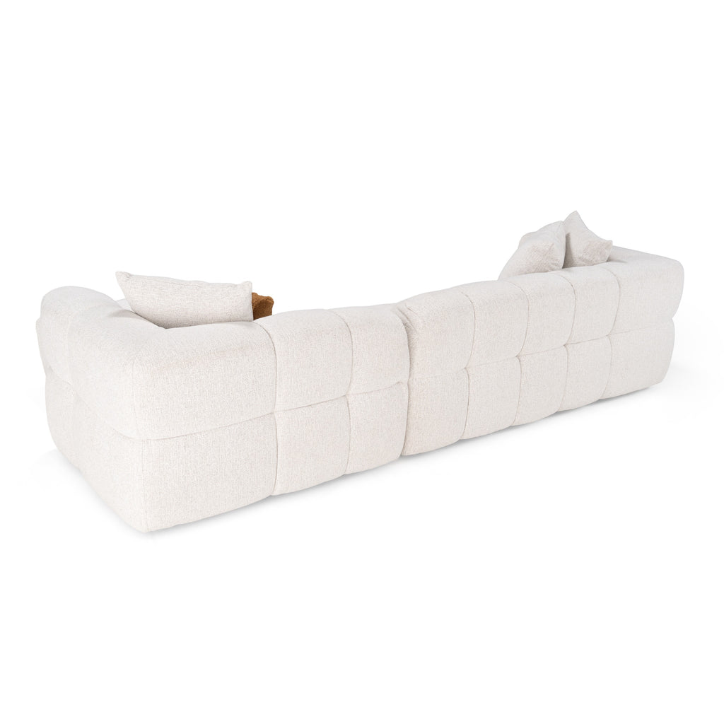 Freya - Modern Beige Fabric Sectional Sofa with Console