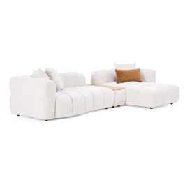 Freya - Modern Beige Fabric Sectional Sofa with Console