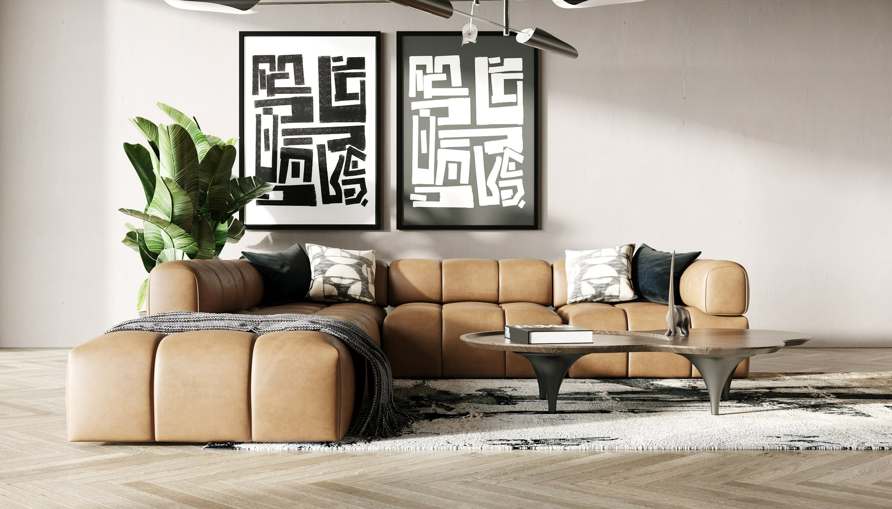 Everest - Modern Brown Leather Ottoman