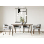 Castillo + Jordan - Modern Grey Fabric + Walnut 5-Piece Dining Set