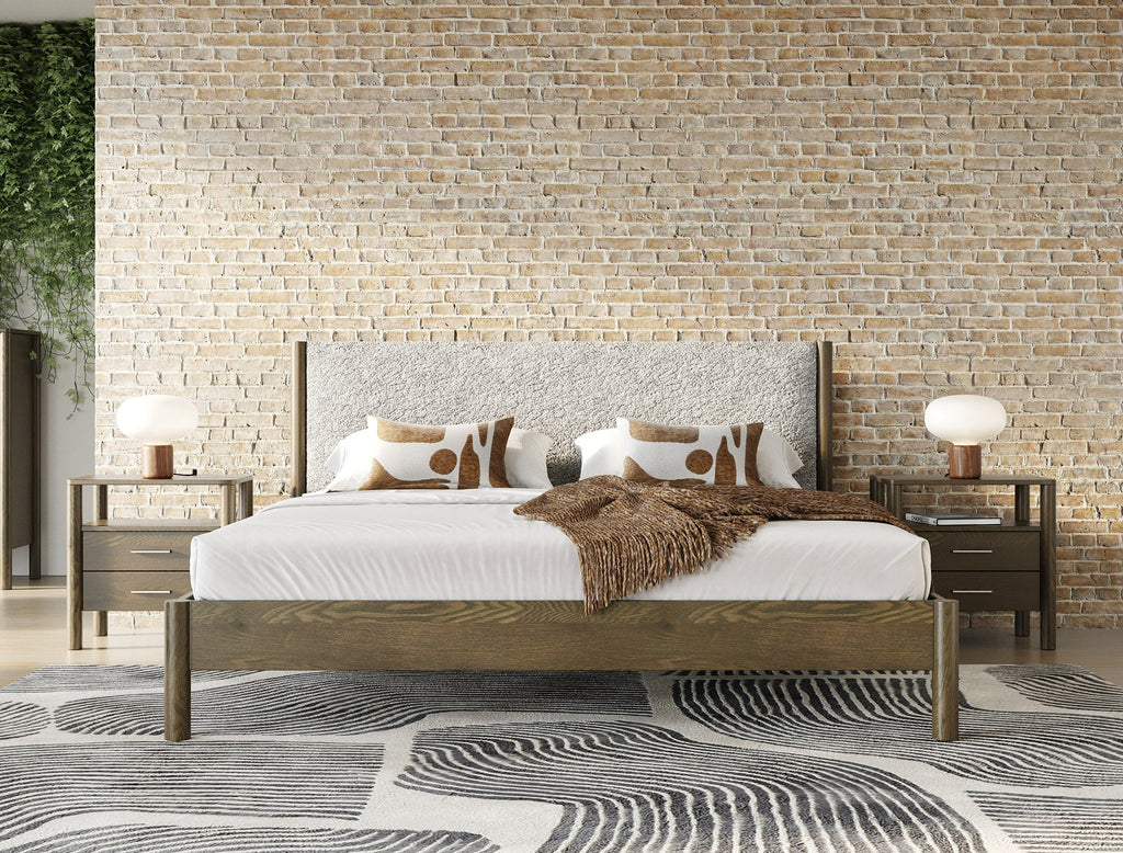 Carolina - Modern Grey Fabric + Wenge Bedroom Set - Modern Grey Fabric + Wenge Bedroom Set