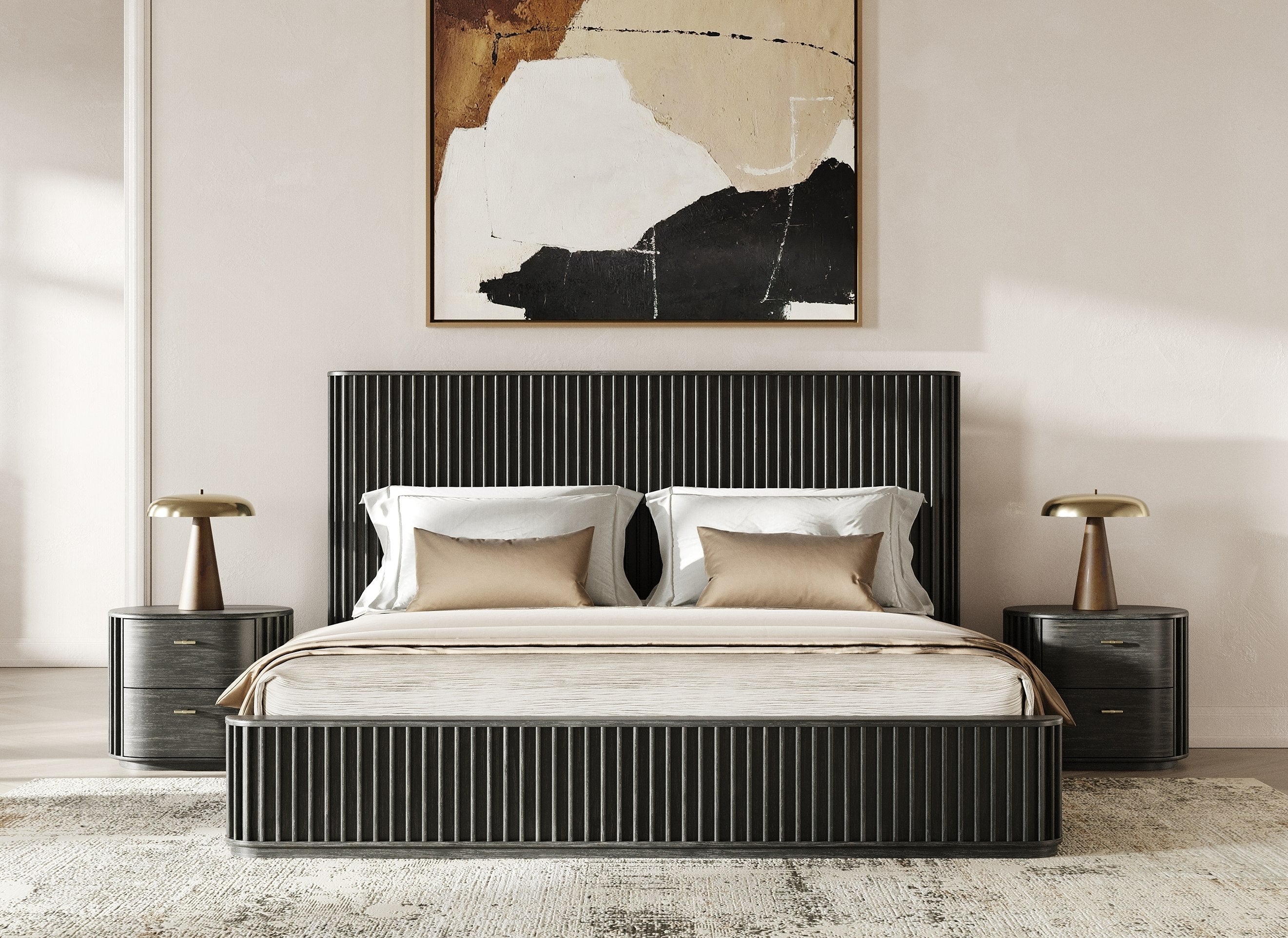 Fields - Modern Black Acacia Bedroom Set - Modern Black Acacia Bedroom Set