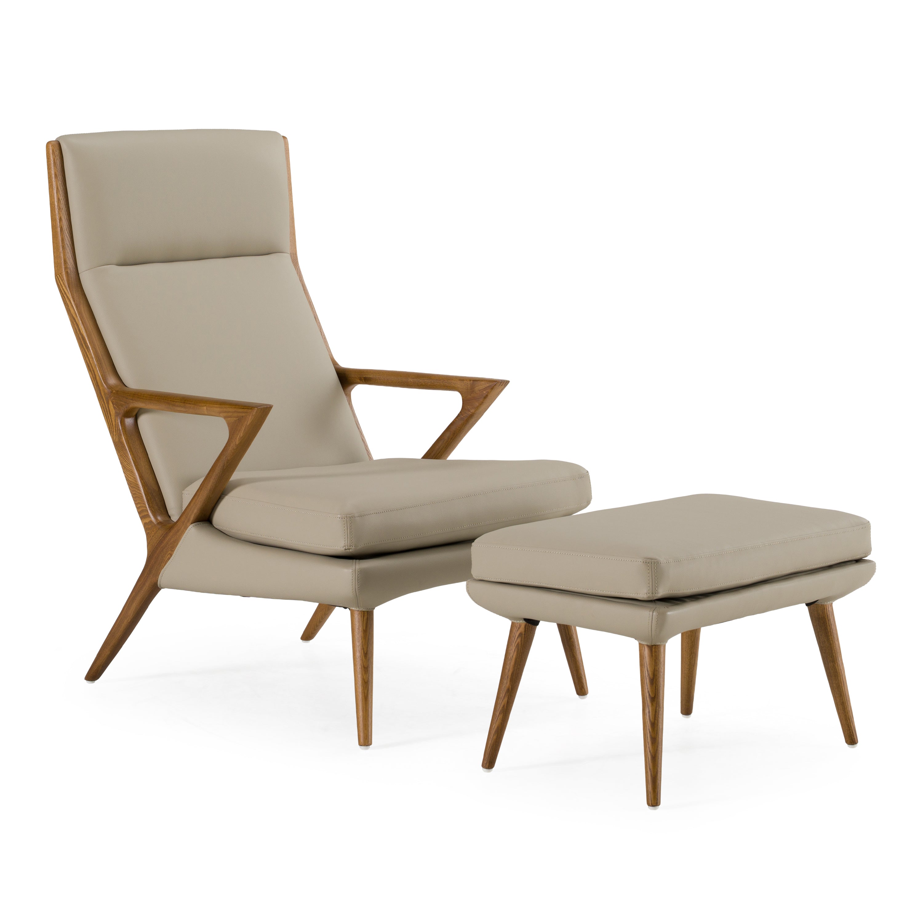 Fulton - Modern Beige Lounge Chair & Ottoman