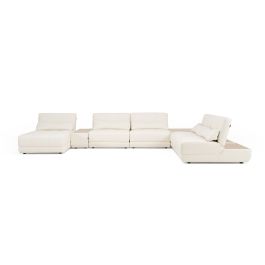 Garfield - Modern Off-White Leather 7-Piece Modular Sectional Sofa