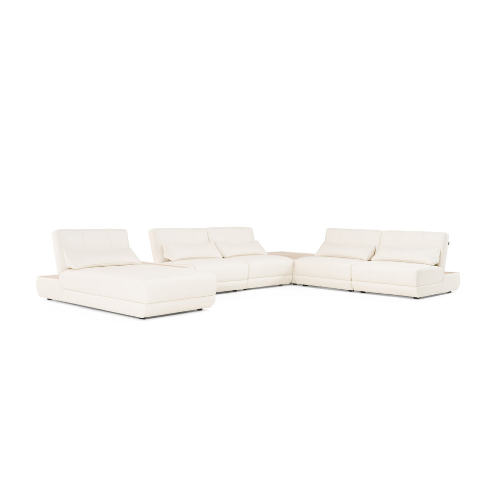 Garfield - Modern Off-White Leather 7-Piece Modular Sectional Sofa