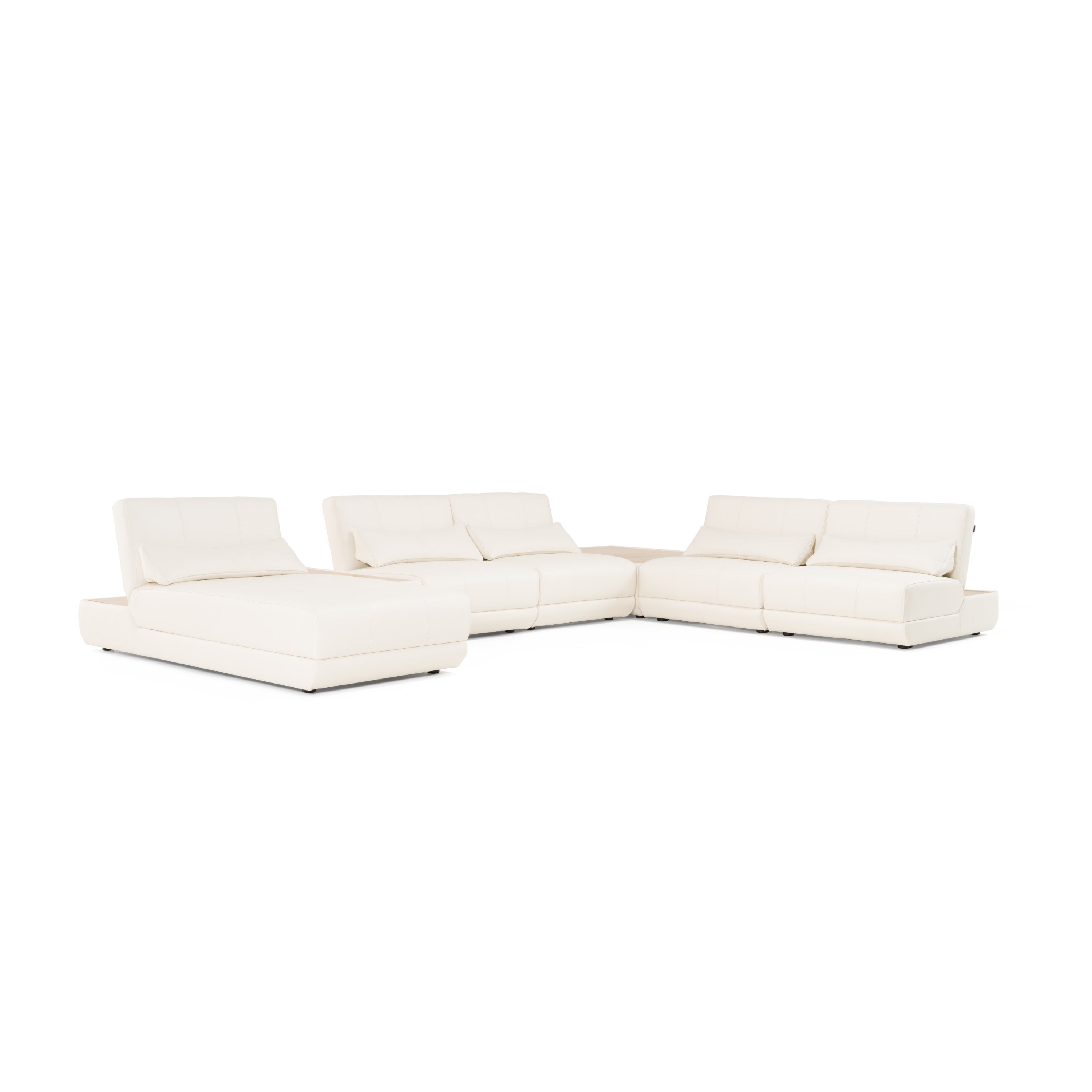 Garfield - Modern Off-White Leather 7-Piece Modular Sectional Sofa