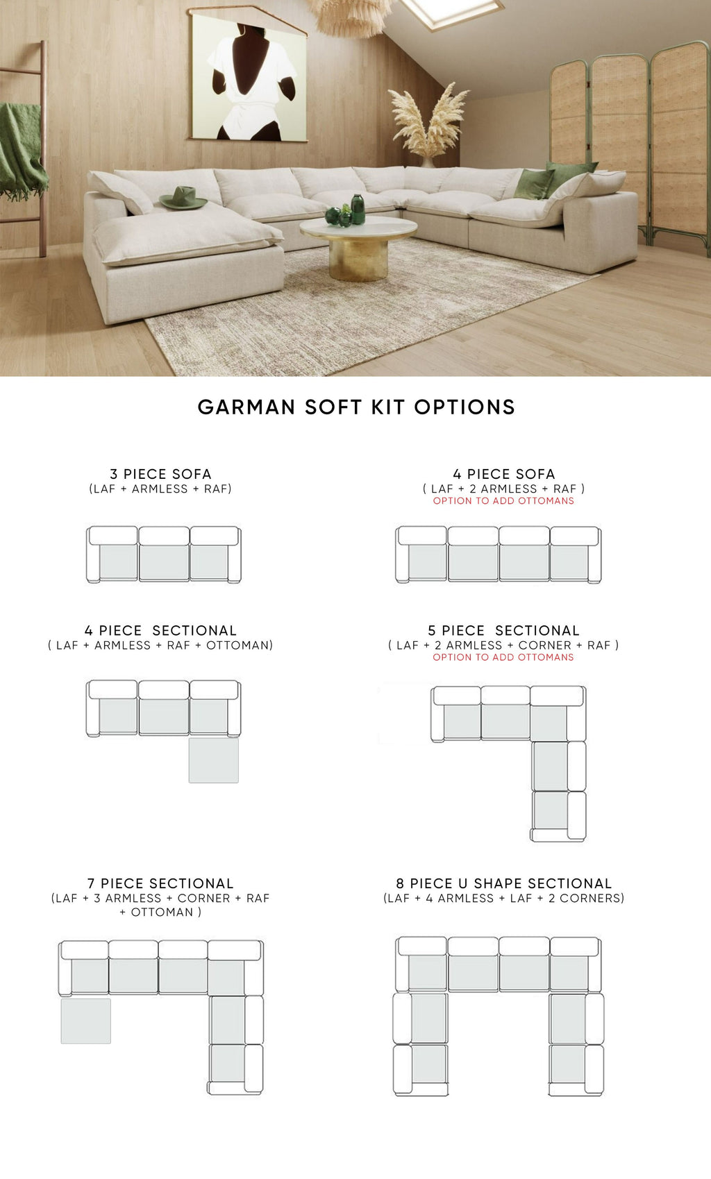 Garman - Modern Light Grey Modular Sectional Sofa - Modern Light Grey Modular Sectional Sofa